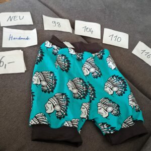 Neu Handmade Hose 98-116 Pumphose kurz